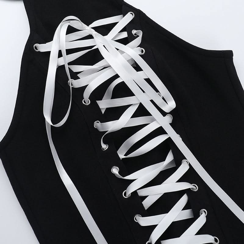Lace up ruffle zip-up mini dress  | Festival Outfits Women-final-sale