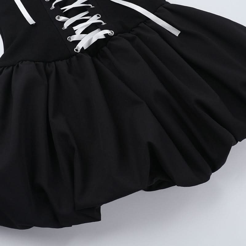 Lace up ruffle zip-up mini dress  | Festival Outfits Women-final-sale