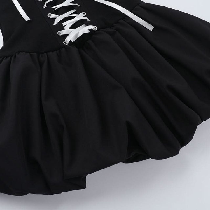 Lace up ruffle zip-up mini dress  | Festival Outfits Women-final-sale