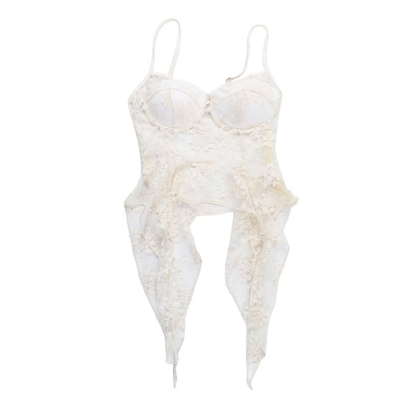 Lace v neck ruffle backless cami top  | Festival Outfits Women