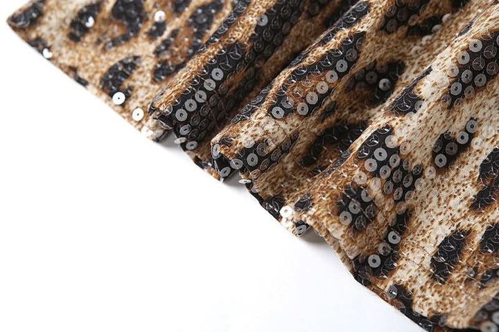 Leopard print glitter contrast maxi skirt  | Festival Outfits Women