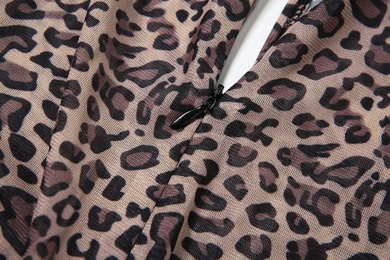 Hollow out zip-up leopard print crewneck jumpsuit  | Festival Outfits Women
