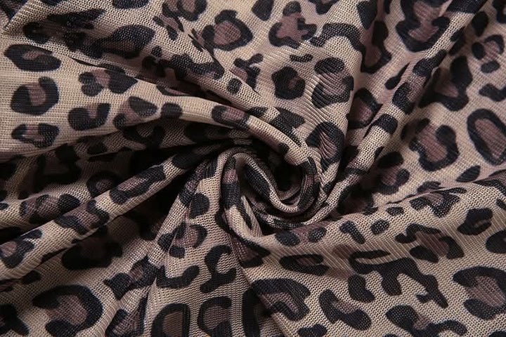 Hollow out zip-up leopard print crewneck jumpsuit  | Festival Outfits Women