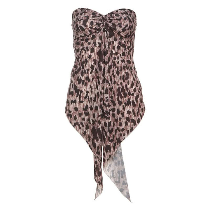 Sweetheart neck ruched slit leopard print tube top  | Festival Outfits Women  | Cheetah Print Top-final-sale