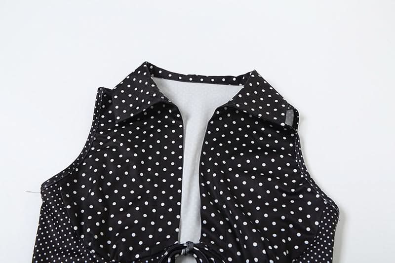 Self tie polka dot hollow out v neck cut out top  | Festival Outfits Women