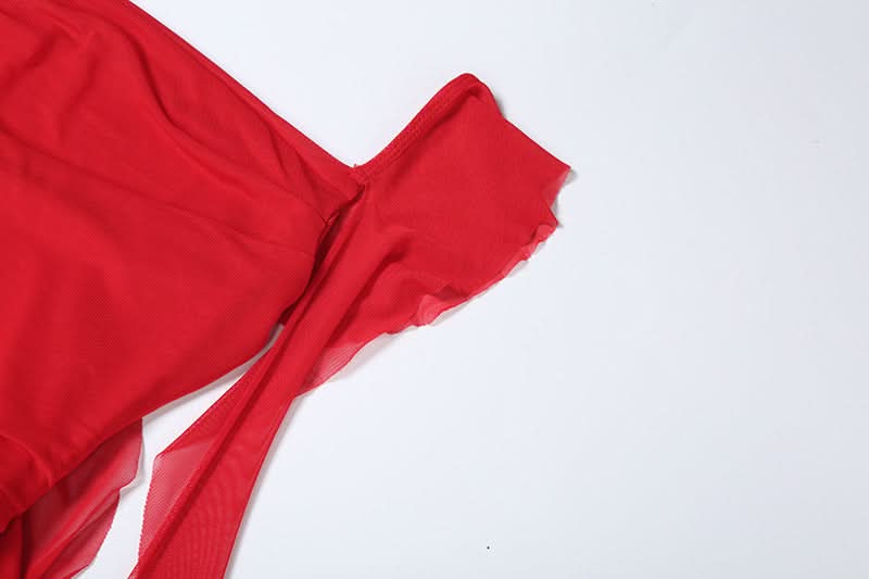 Square neck ruched mesh backless mini dress  | Festival Outfits Women