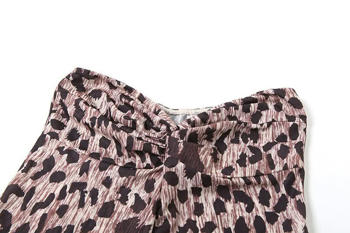 Sweetheart neck ruched slit leopard print tube top  | Festival Outfits Women  | Cheetah Print Top-final-sale
