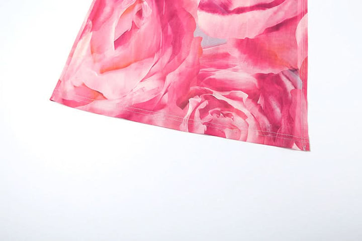 Ruched print contrast mesh slit maxi skirt  | Festival Outfits Women