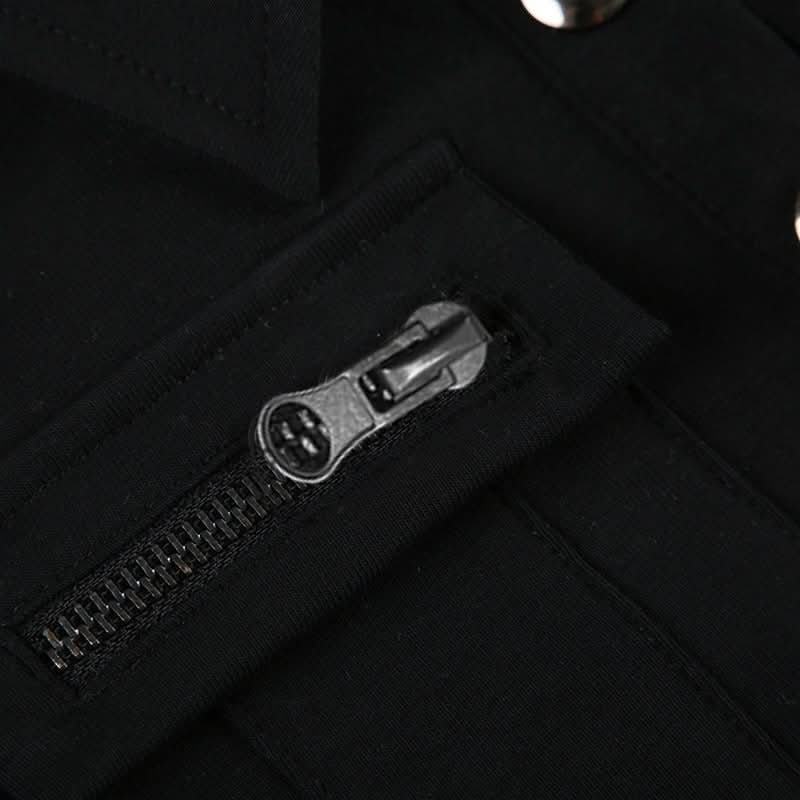 Turnover collar short sleeve button top  | Festival Outfits Women-final-sale