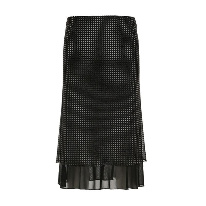 Polka dot ruffle mesh maxi skirt  | Festival Outfits Women