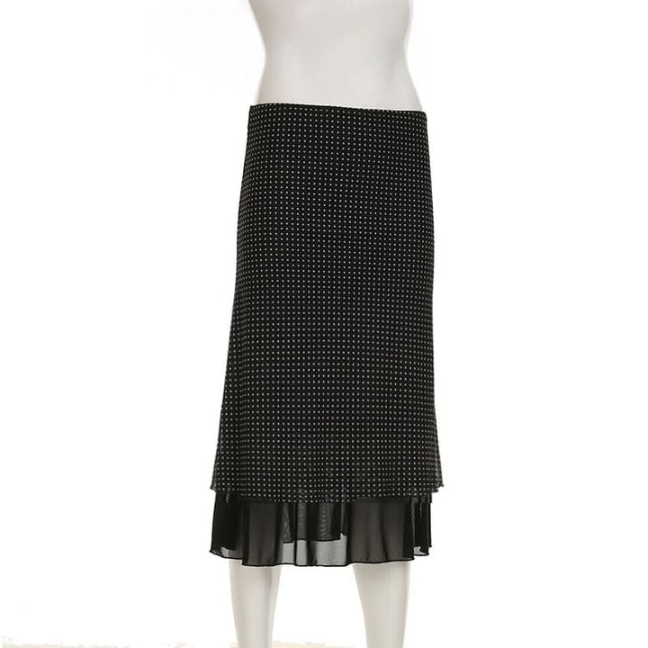 Polka dot ruffle mesh maxi skirt  | Festival Outfits Women