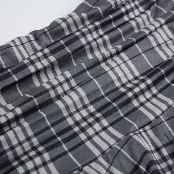 Plaid irregular ruched midi skirt  | Festival Outfits Women