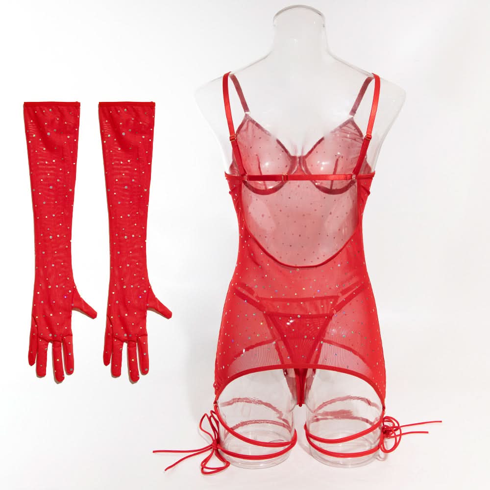 Beaded gloves self tie cami mini dress  | Festival Outfits Women