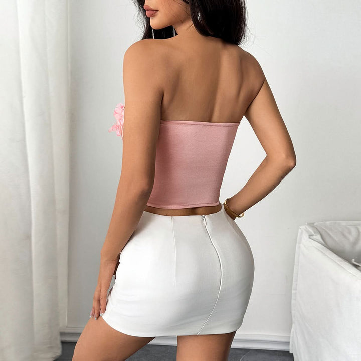 Sweetheart neck butterfly applique corset tube top  | Festival Outfits Women