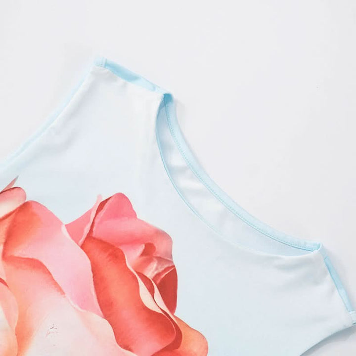 Self tie crewneck flower print contrast top  | Festival Outfits Women
