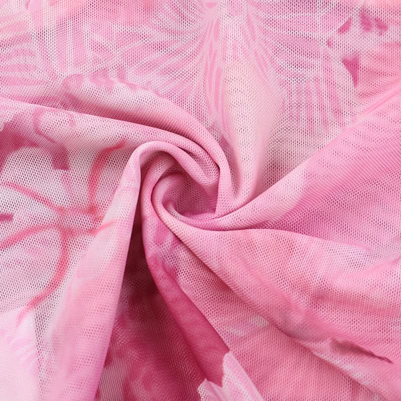 Mesh v neck flower print ruffle cami top  | Festival Outfits Women