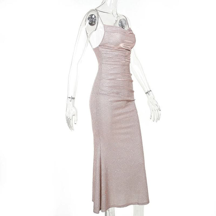 Ruched square neck backless cami midi dress  | Festival Outfits Women