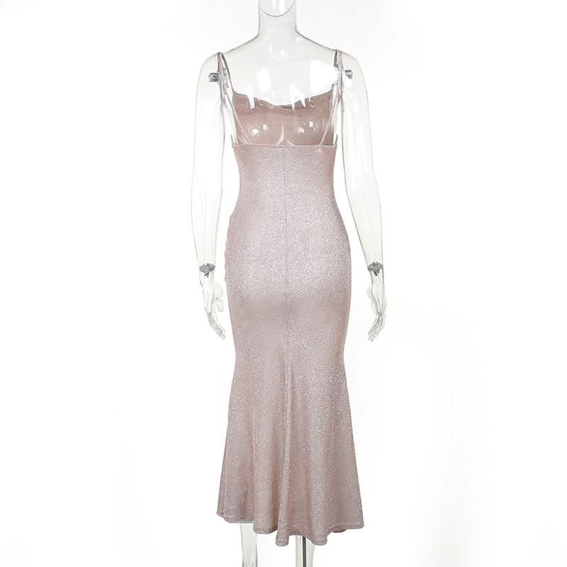 Ruched square neck backless cami midi dress  | Festival Outfits Women
