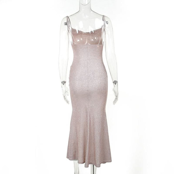 Ruched square neck backless cami midi dress  | Festival Outfits Women