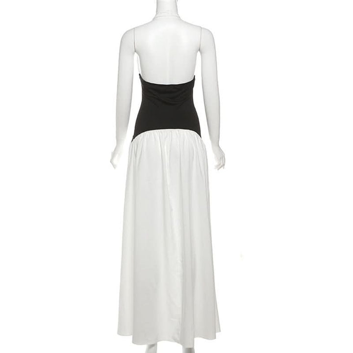 Halter v neck backless ruched maxi dress