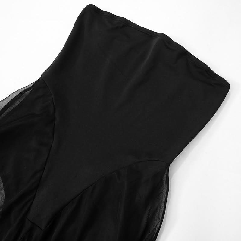 Mesh patchwork tube maxi dress  | Festival Outfits Women