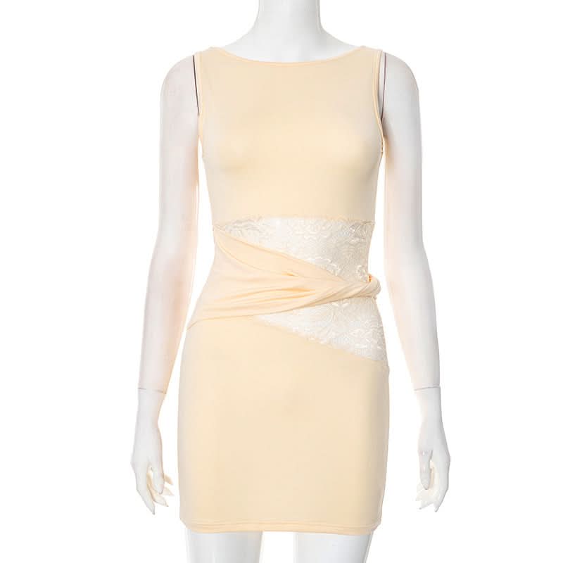 Lace patchwork sleeveless mini dress  | Festival Outfits Women