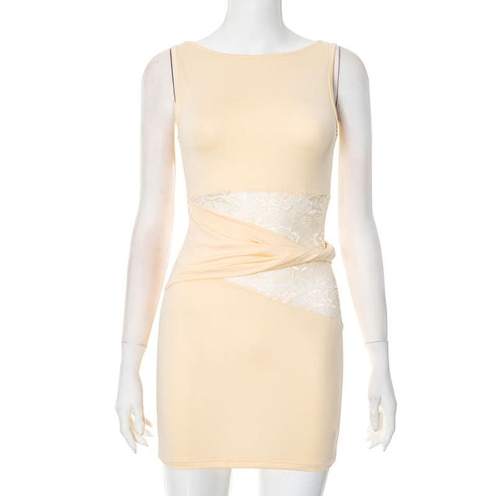 Lace patchwork sleeveless mini dress  | Festival Outfits Women