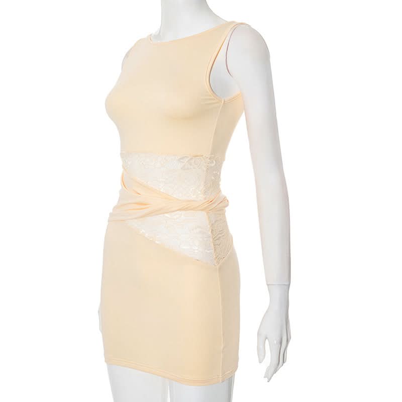 Lace patchwork sleeveless mini dress  | Festival Outfits Women