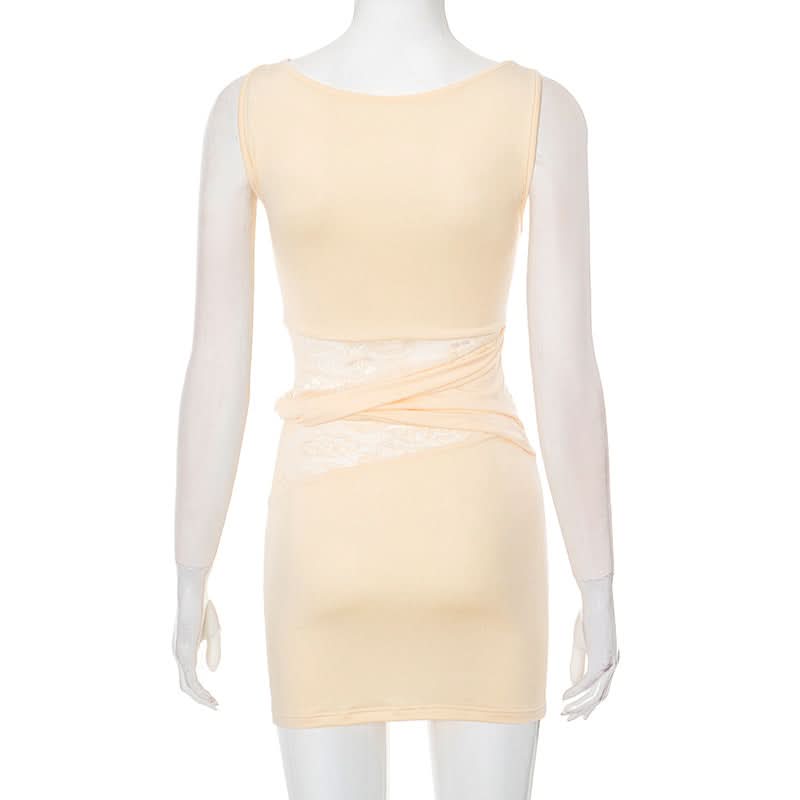 Lace patchwork sleeveless mini dress  | Festival Outfits Women