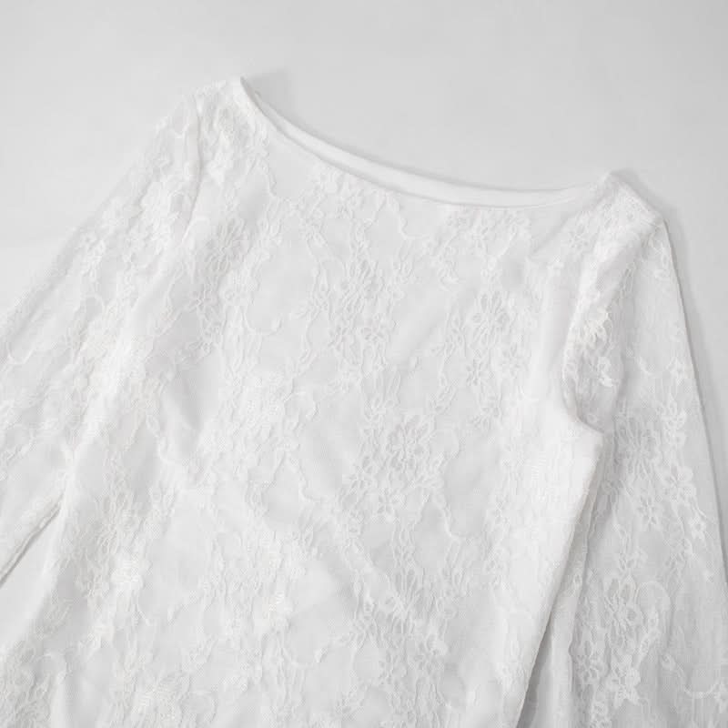 Long sleeve lace ruffle mini dress  | Festival Outfits Women