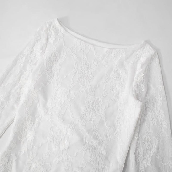 Long sleeve lace ruffle mini dress  | Festival Outfits Women