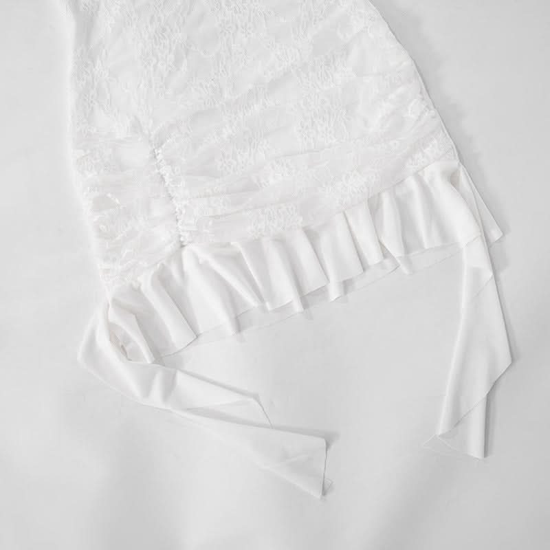 Long sleeve lace ruffle mini dress  | Festival Outfits Women