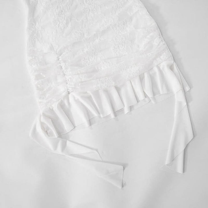 Long sleeve lace ruffle mini dress  | Festival Outfits Women