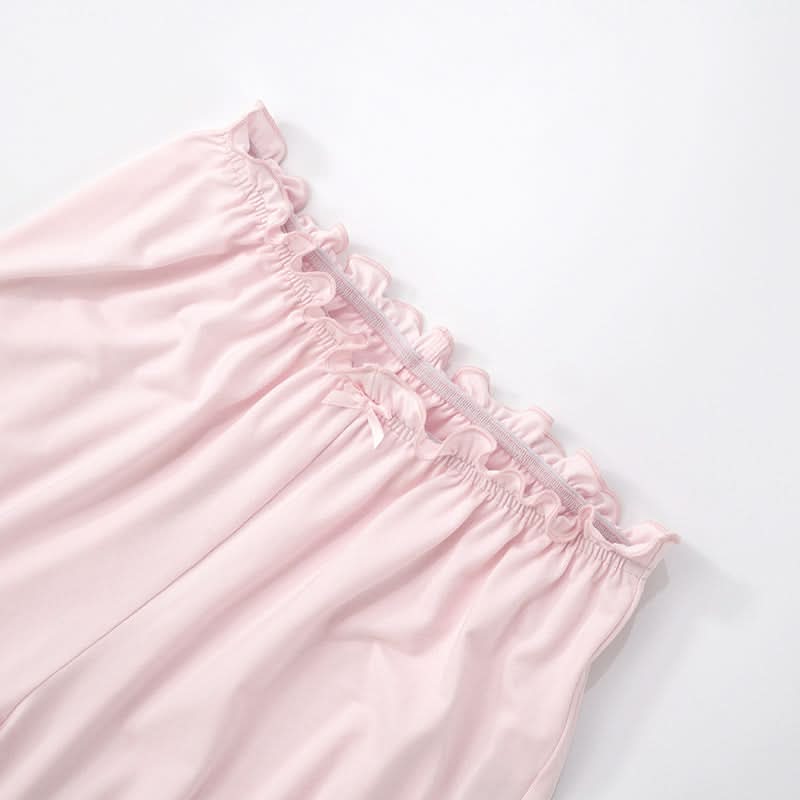Short sleeve ruffle bowknot pant set  | Festival Outfits Women