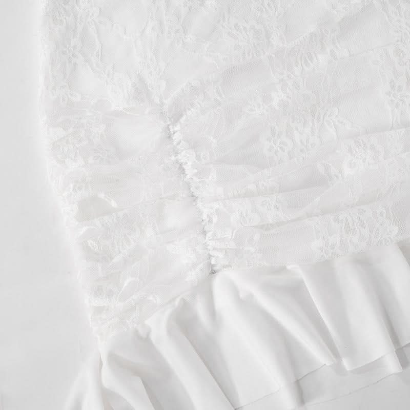 Long sleeve lace ruffle mini dress  | Festival Outfits Women