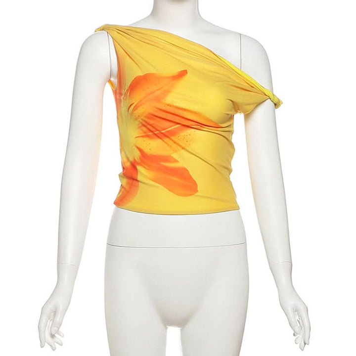 Off shoulder flower print ruched top  | Festival Outfits Women