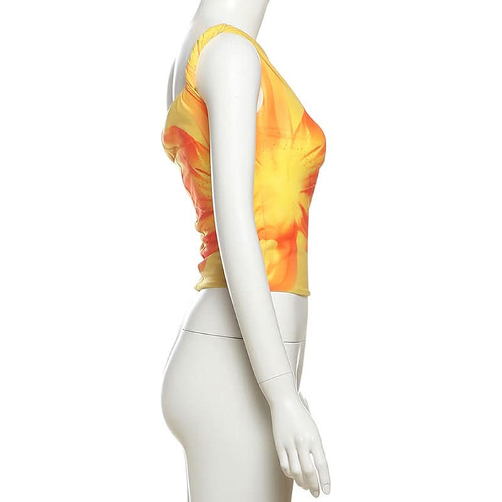 Off shoulder flower print ruched top  | Festival Outfits Women