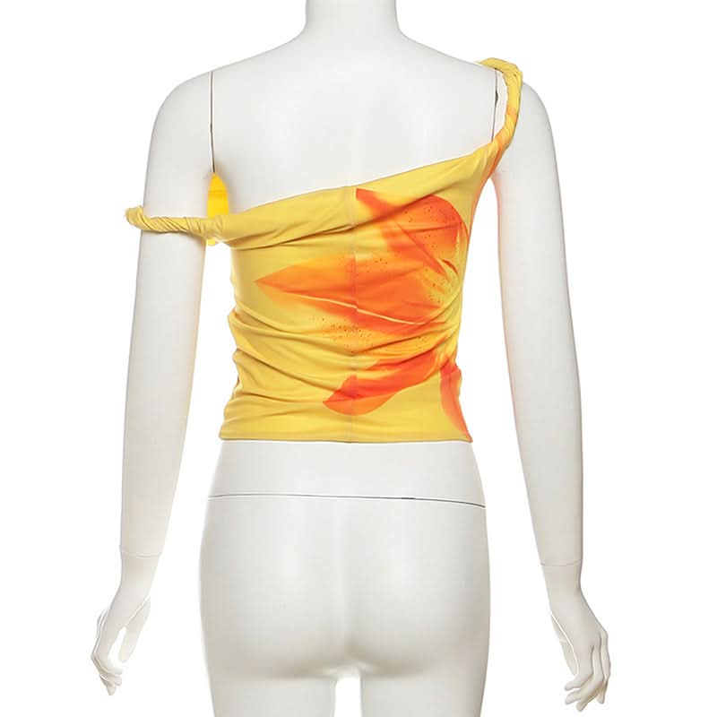 Off shoulder flower print ruched top  | Festival Outfits Women