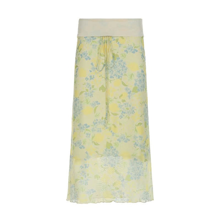 Flower print ruffle self tie maxi skirt  | Festival Outfits Women