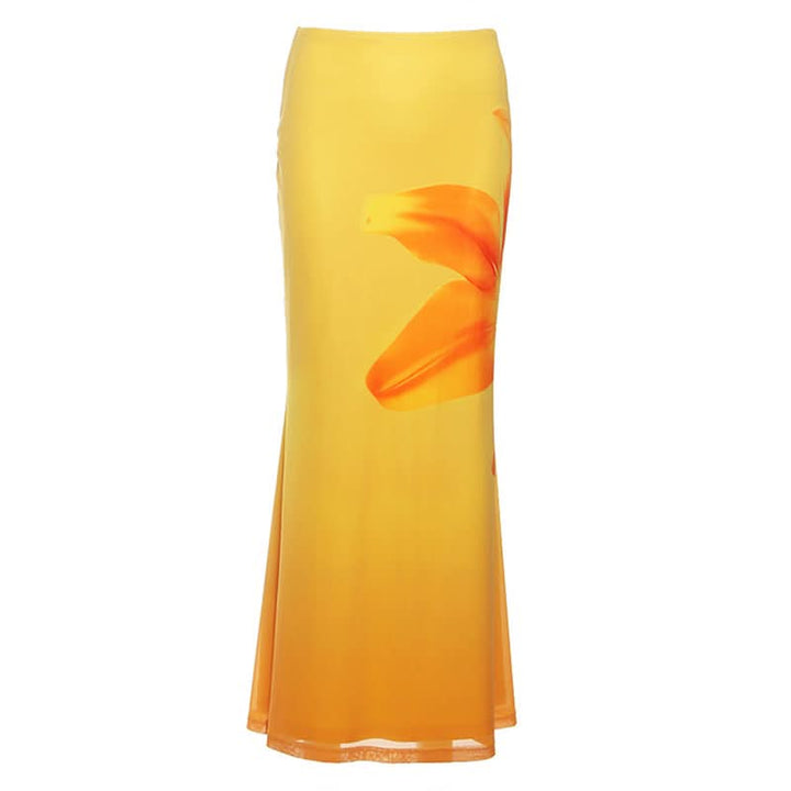 Flower print gradient maxi skirt  | Festival Outfits Women