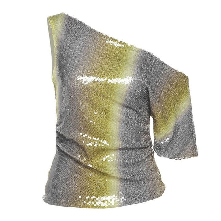 One shoulder glitter contrast top  | Festival Outfits Women