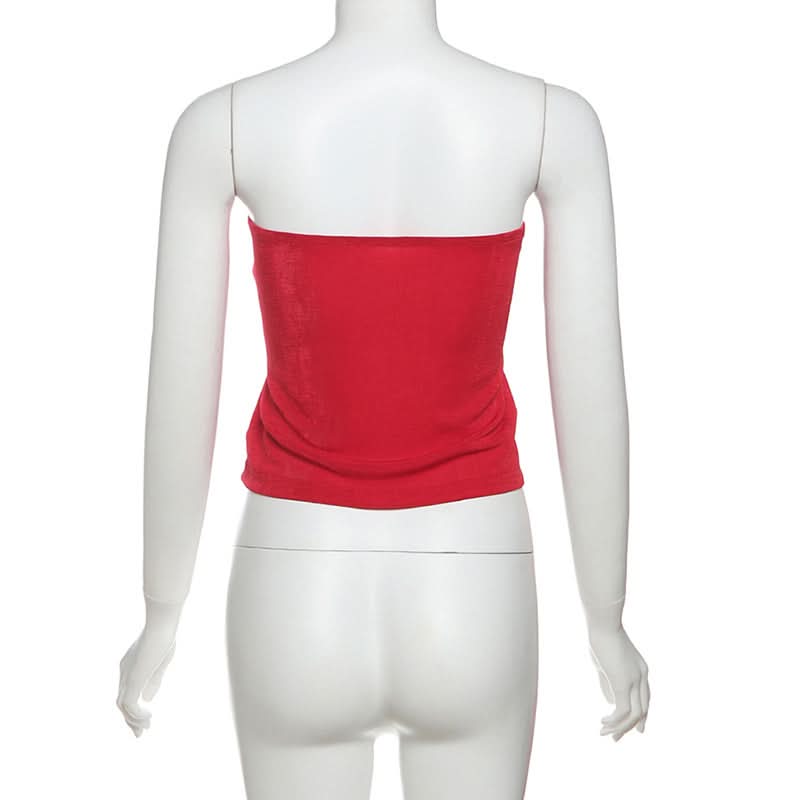 Letter embroidery backless tube top  | Festival Outfits Women