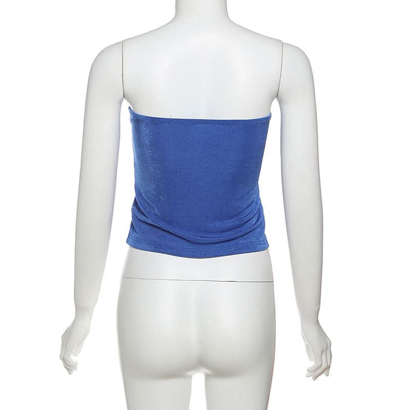 Letter embroidery backless tube top  | Festival Outfits Women