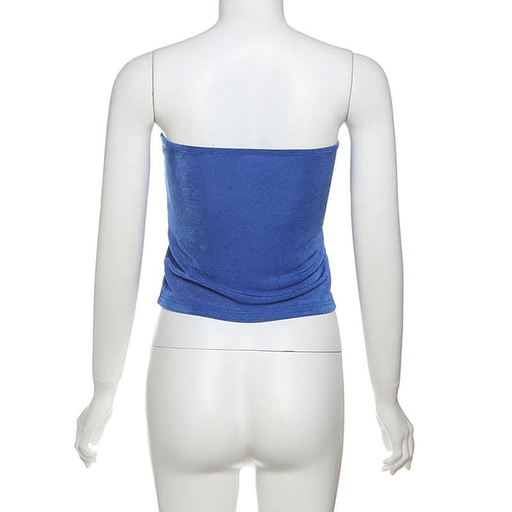Letter embroidery backless tube top  | Festival Outfits Women