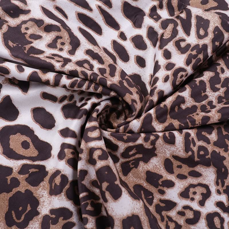 Leopard print lace hem hollow out high slit cami cut out maxi dress  | Festival Outfits Women