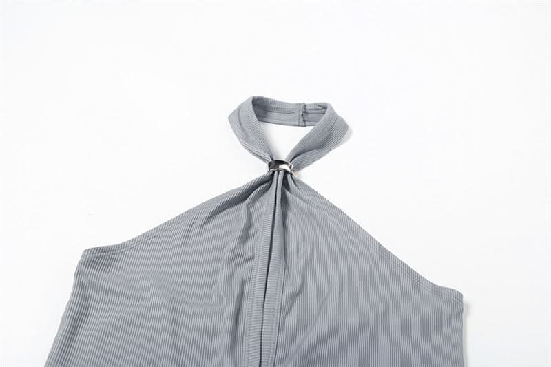 Halter hollow out button backless cut out top  | Festival Outfits Women