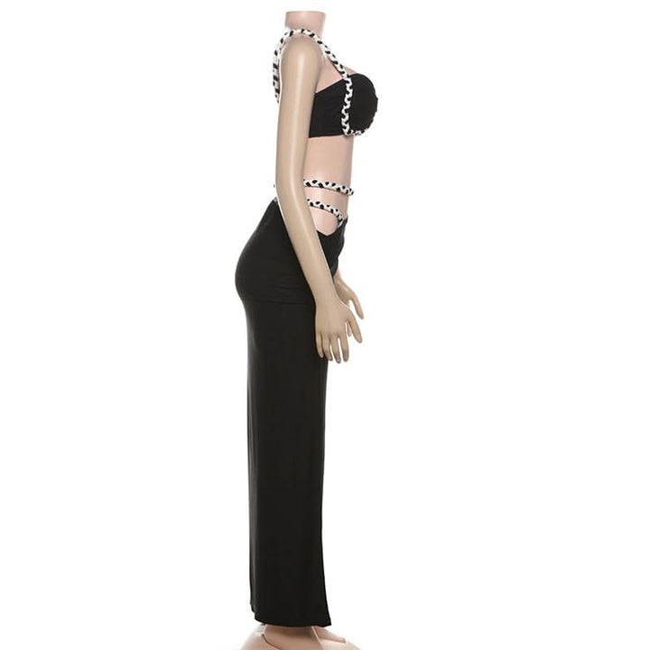 Hollow out ruched high slit cami maxi skirt set  | Festival Outfits Women-final-sale