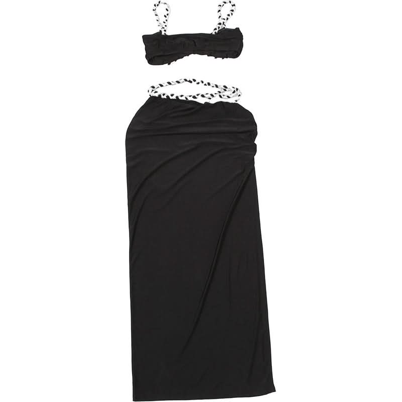 Hollow out ruched high slit cami maxi skirt set  | Festival Outfits Women-final-sale