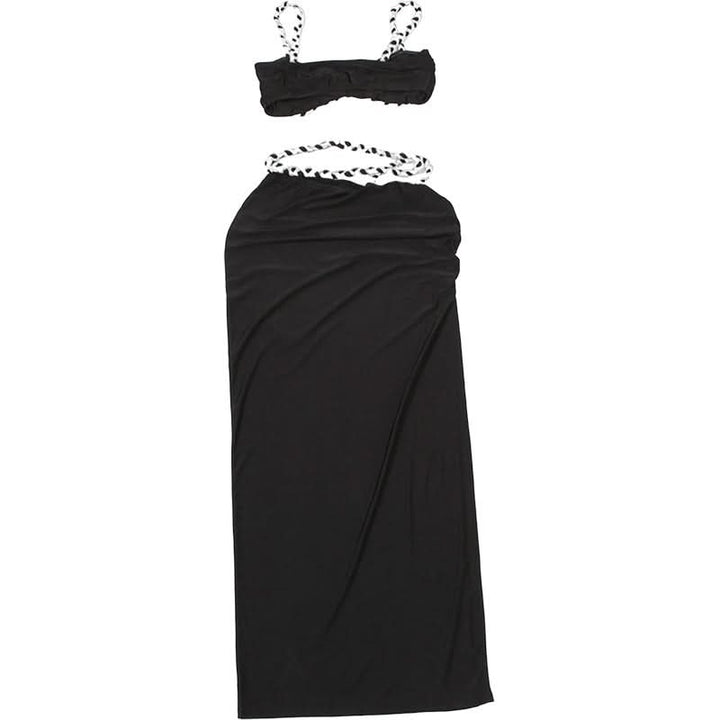 Hollow out ruched high slit cami maxi skirt set  | Festival Outfits Women-final-sale