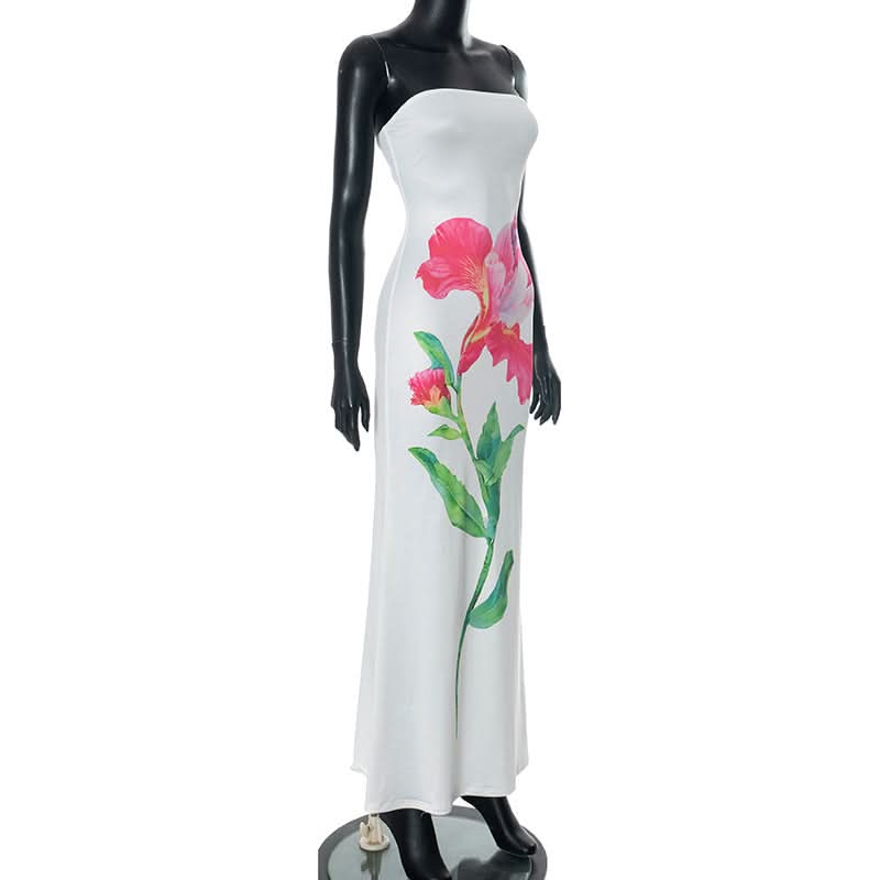 Flower print tube maxi dress  | Festival Outfits Women
